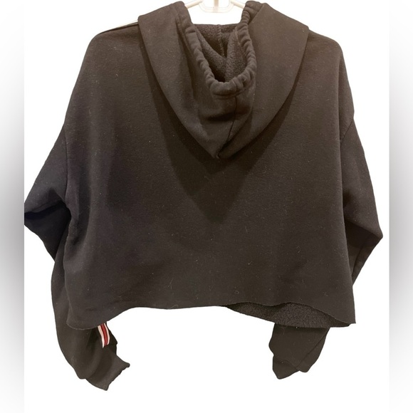 Roma Concept - Black Cropped Hoodie with Red strips - Size Large - Picture 2 of 9